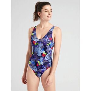 Athleta Women's Twilight Tropic V-Neck One Piece Swimsuit Size Medium